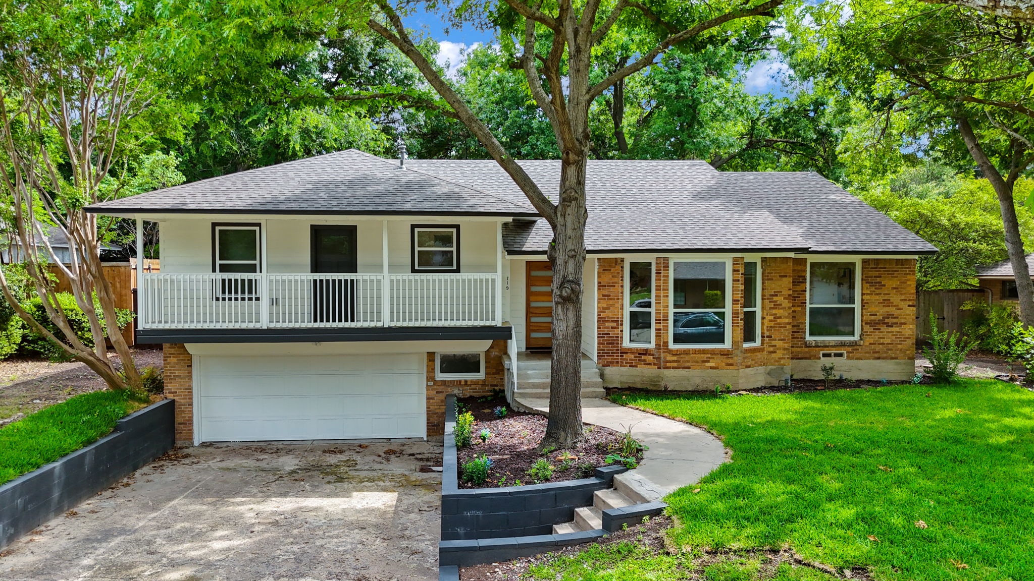 Front elevation — renovated 1957 split-level